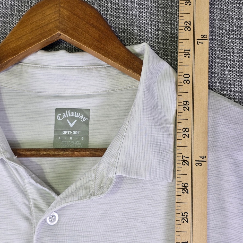 Callaway Golf Polo Shirt Mens Large Gray White Opti Dri Multi Color Chest Stripe - Picture 7 of 10